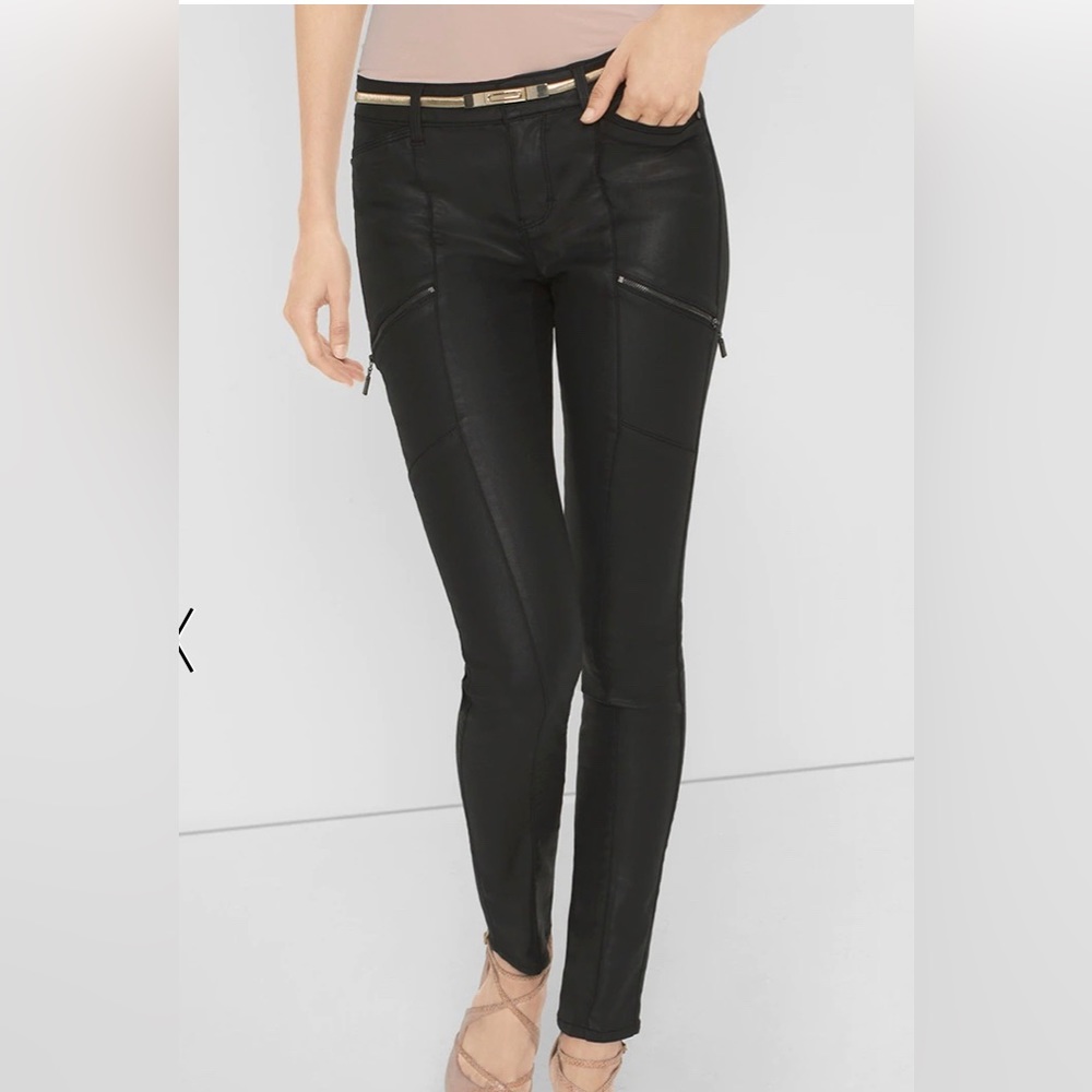 White House Black Market NWT Black Coated Skinny Jeans Size 2 LONG